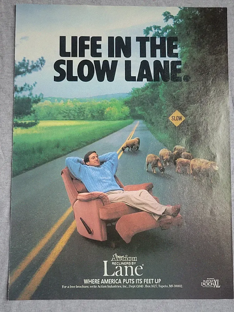 1990 Magazine Advertisement Page Action Recliners By Lane Furniture Chair Ad