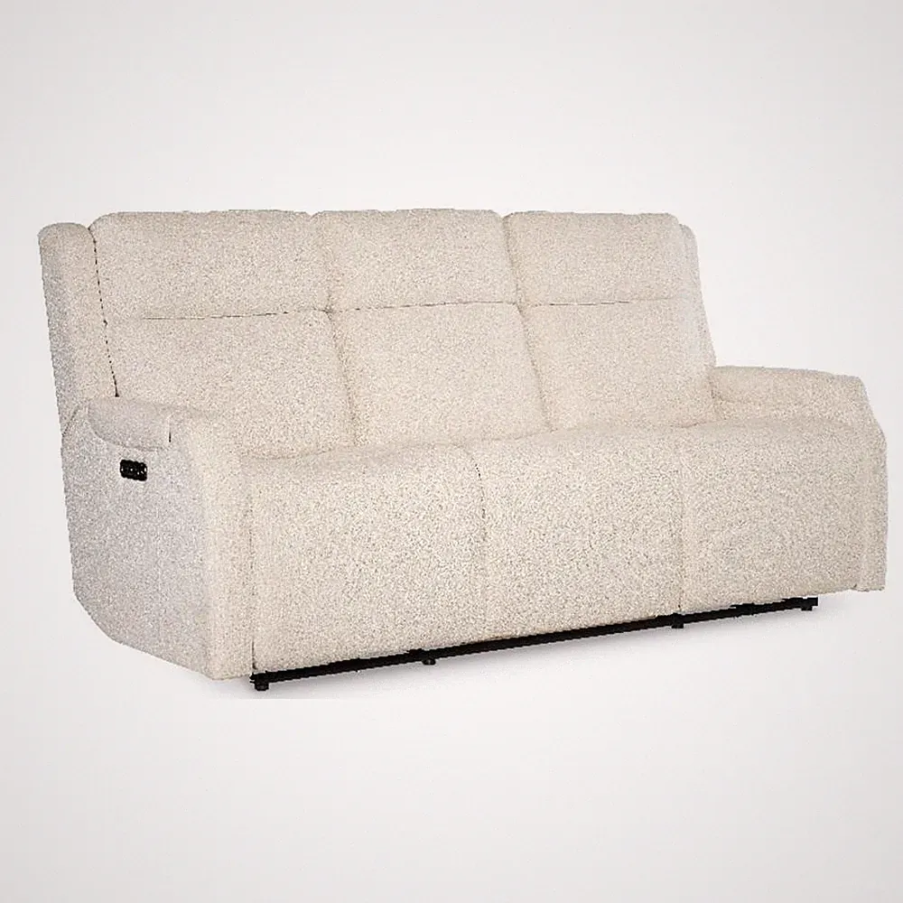 Beaumont Lane Cream Fabric Zero Gravity Power Sofa with Power Headrest & Lumbar