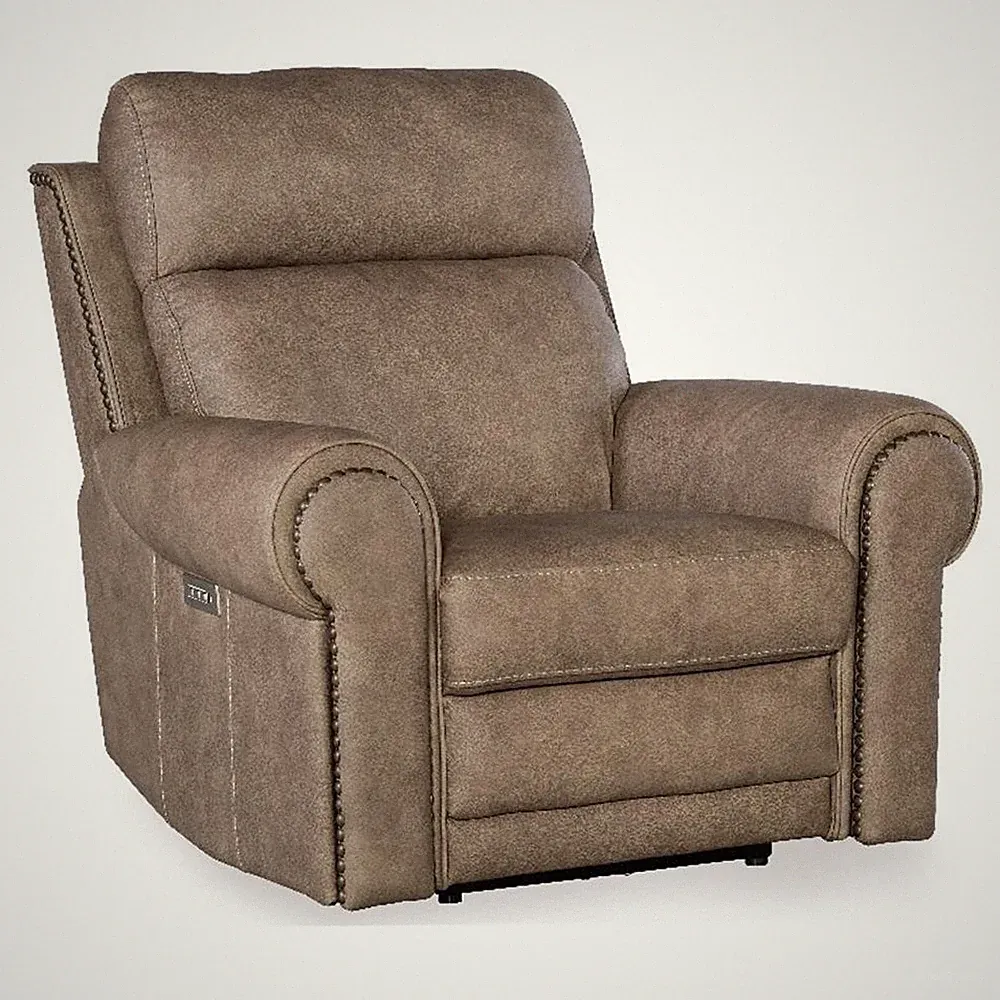 Beaumont Lane Power Leather Recliner with Power Headrest in Brown