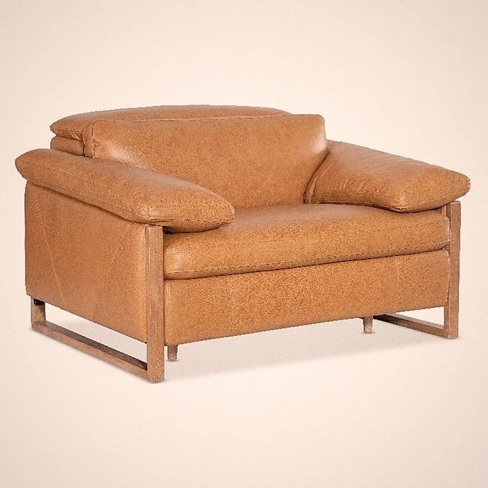 Beaumont Lane Power Recliner with Power Headrest in Brown Leather