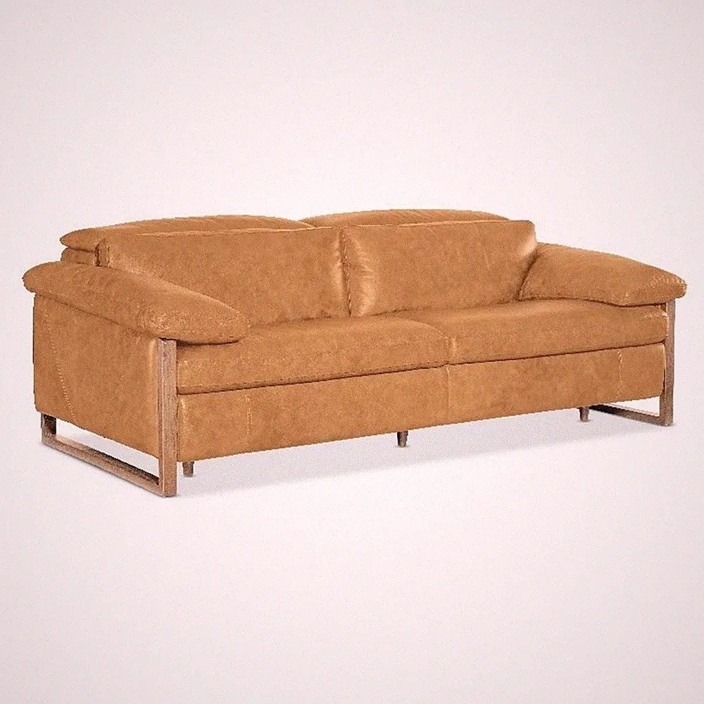 Beaumont Lane Power Sofa with Power Headrest in Brown Leather