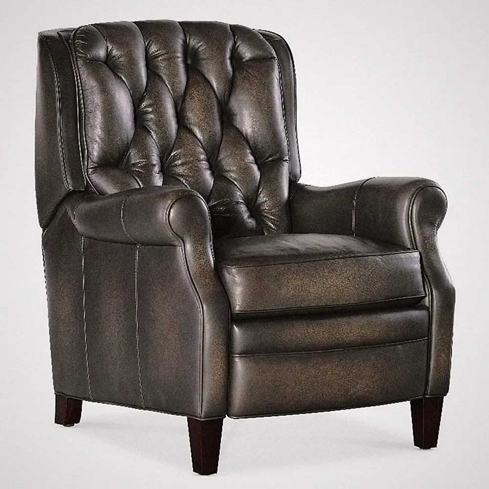 Beaumont Lane Traditional Press Back Recliner in Gray Leather