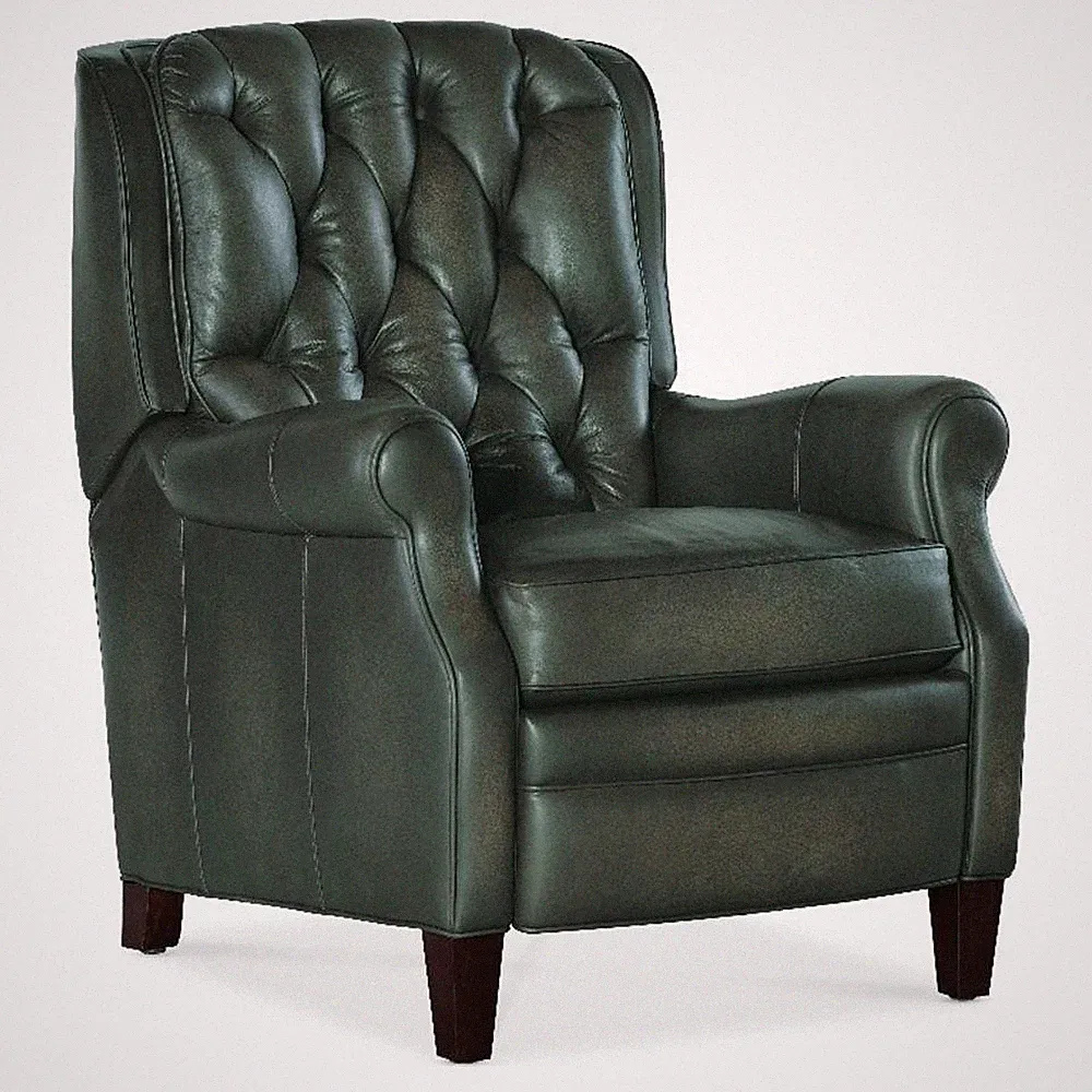 Beaumont Lane Traditional Press Back Recliner in Green Leather