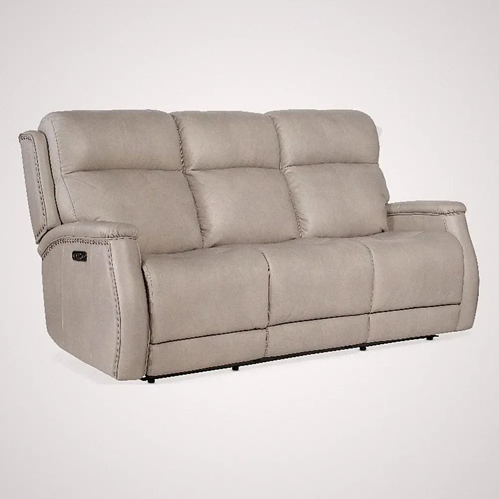Beaumont Lane Zero Gravity Power Recline Sofa w/ Power Headrest in Gray Leather