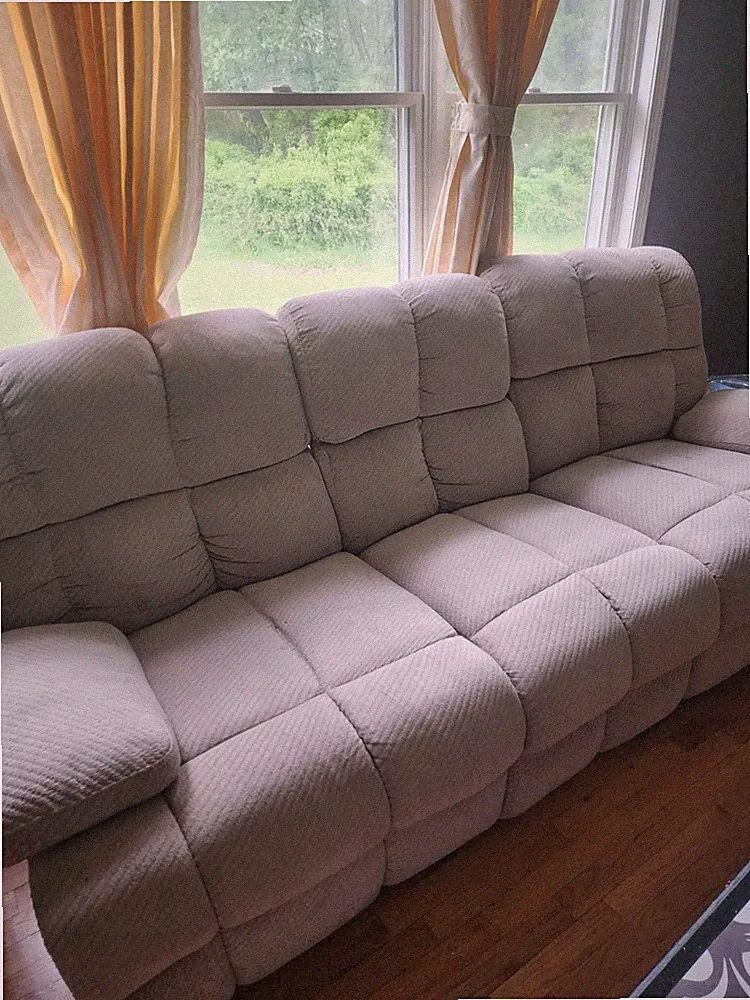 Beige Recliner Couch Sofa set. 3 Seater and 2 Seater Recliners. Good condition!