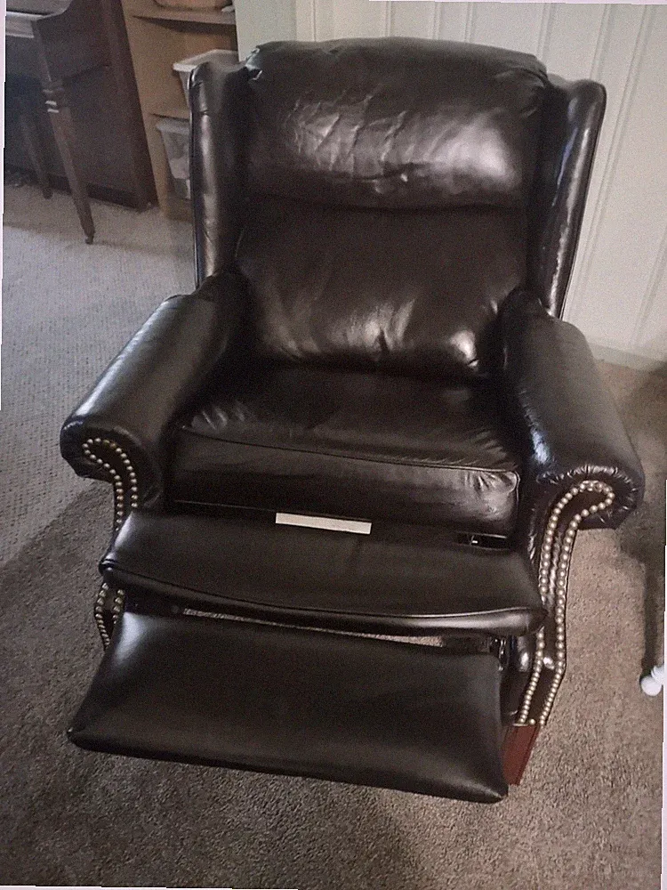 Lane Mid Century Brown Leather Swayback Recliner