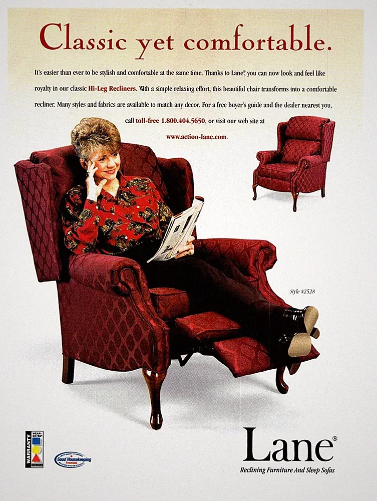 Lane Vintage Print Ad Hi-Leg Recliners Furniture Collectible Advertising Late