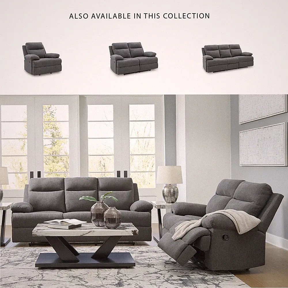 Signature Design by Ashley Yarrow Lane Gray Reclining Sofa with Drop Down Table