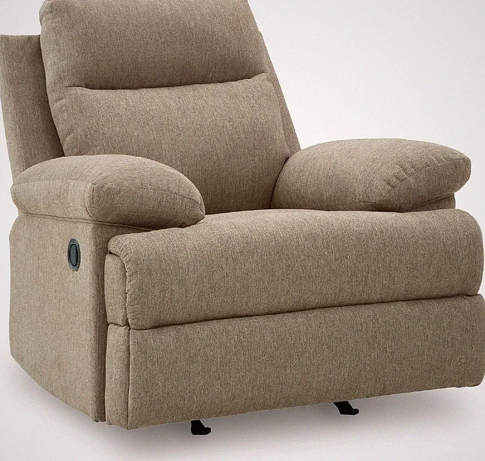 Yarrow Lane Classic Rocker Recliner with Pillow-Top Arms, Light Brown